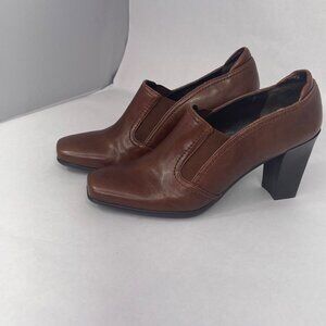 franco Sarto calypso block heel 3" womens brown size 6 slip on